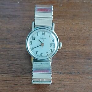 Vintage Working Timex Silver-Tone Round Face Watch with Expansion Band